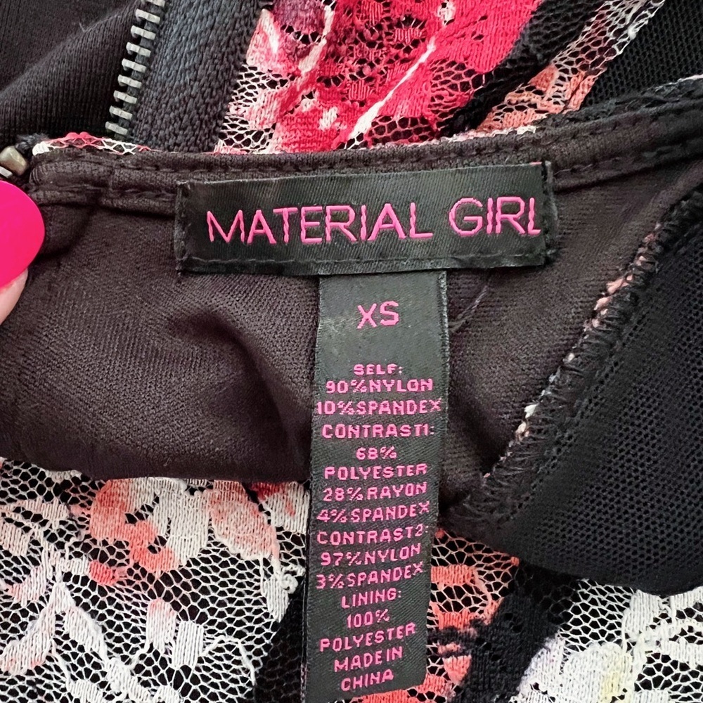 Material Girl- Black Sleeveless Dress with Lace Overlay (XS) - Picture 8 of 8